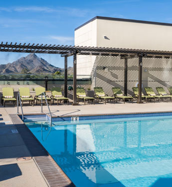 The outdoor swimming pool at Life Time Biltmore
