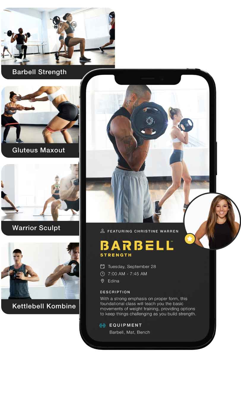 image of cell phone, with multiple on-demand studio classes