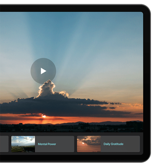 meditation video within the life time app on an ipad
