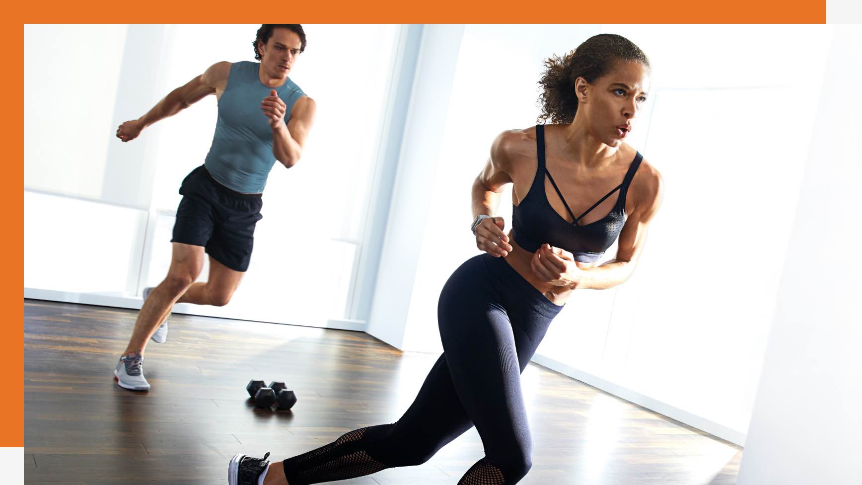 Man and woman woking on cardio moves