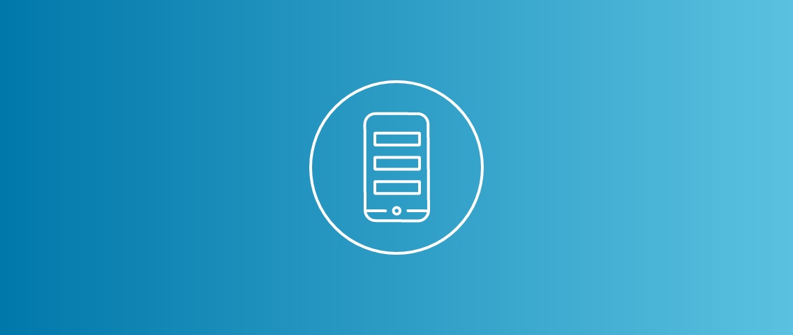 Blue background with smartphone illustration