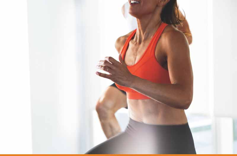 Woman running in place